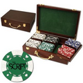 300 Foil Stamped poker chips in wooden Mahogany case - Card design